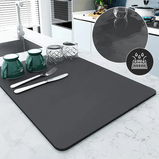 Super Absorbent Diatomite Dish Drying Mat – Quick Dry Kitchen Counter Mat