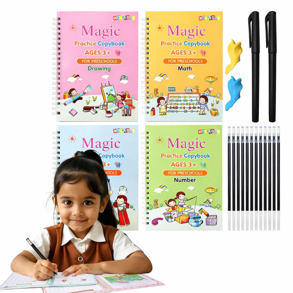 Sank Magic Practice Copybook (4 BOOKS 1 PEN 1 GRIP 10 REFILL)