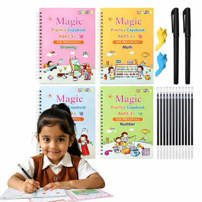 Sank Magic Practice Copybook (4 BOOKS 1 PEN 1 GRIP 10 REFILL)